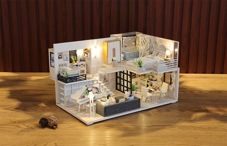 3D Building Model Puzzle Set Style Simple