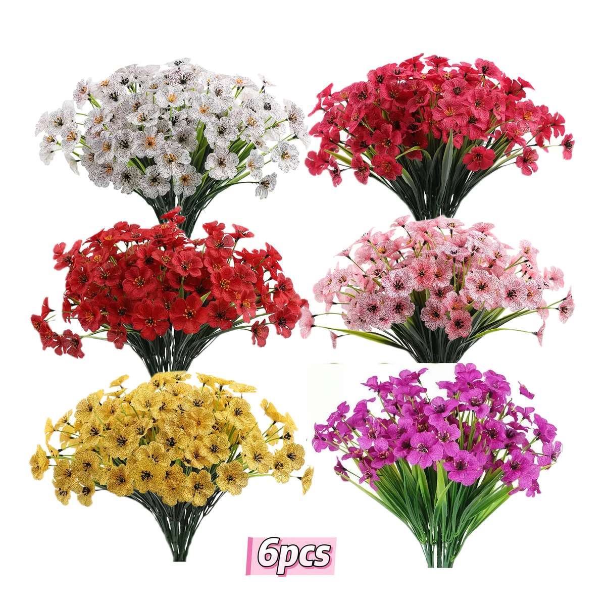 Simulated Flower Color Mixed Color 6Pcs