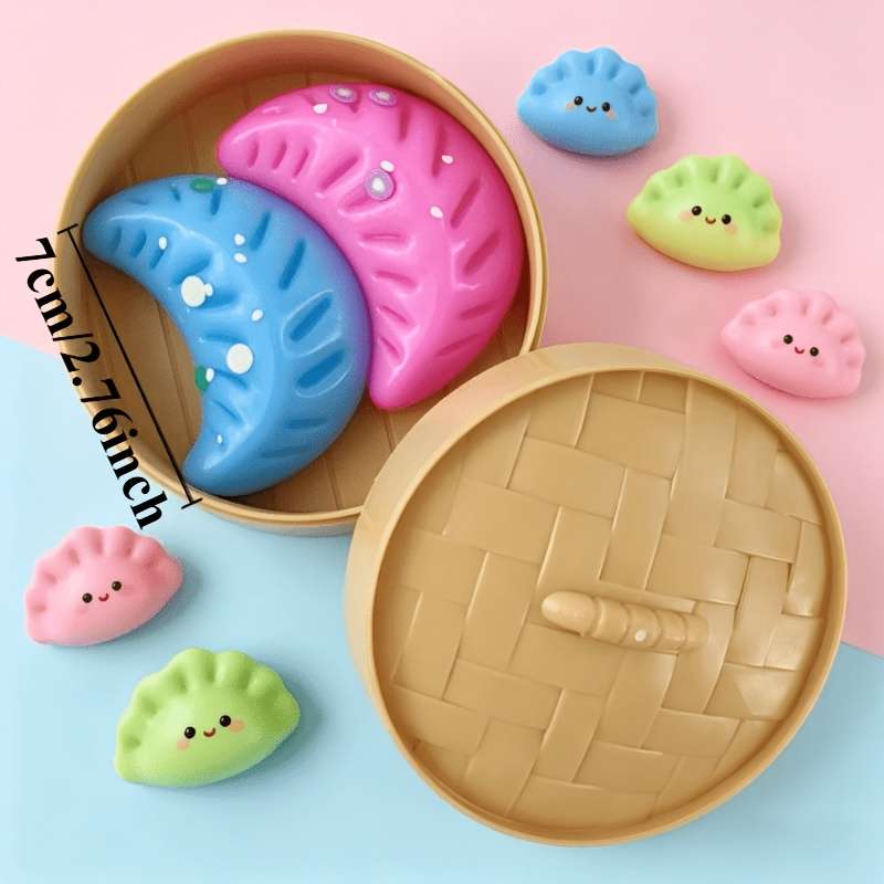 Squeezable Toys Color Random Style 2 Dumplings 1 Lid 1 Base