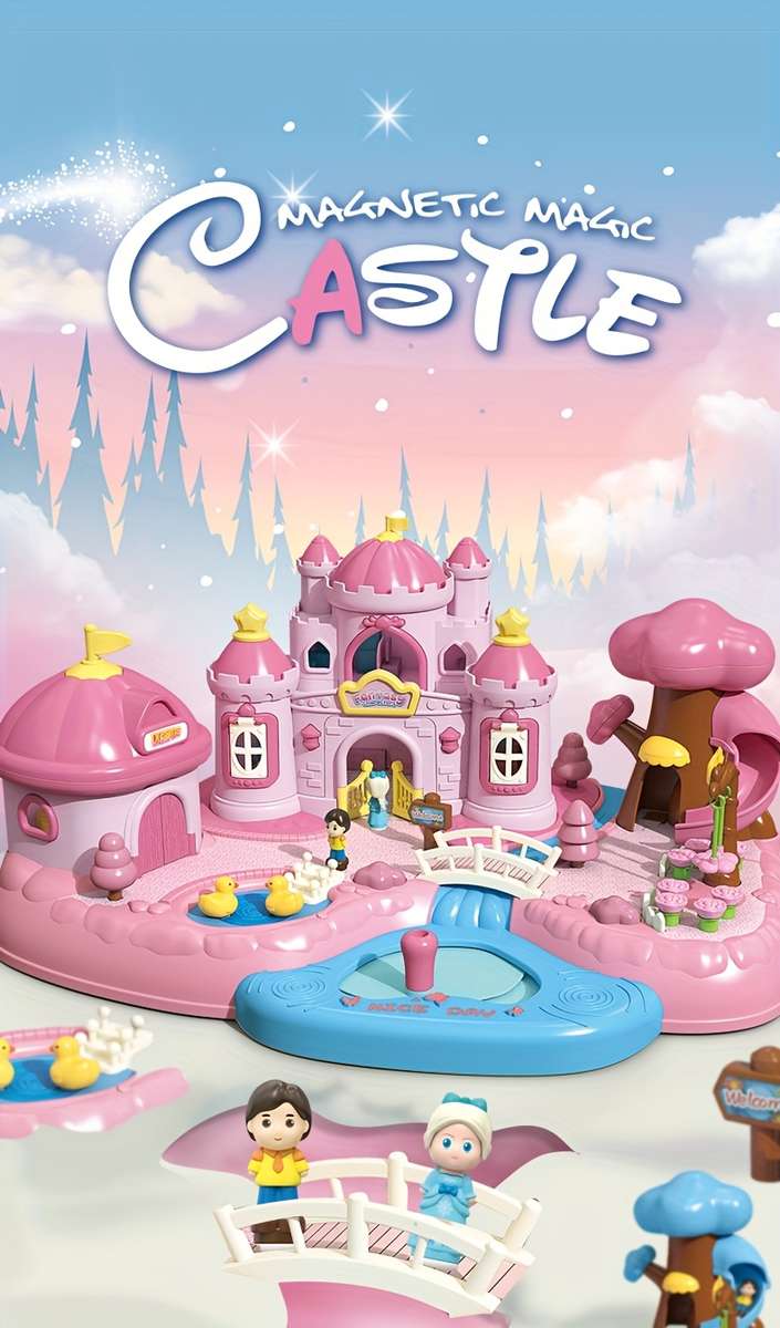 3D Building Model Puzzle Set Color Pink