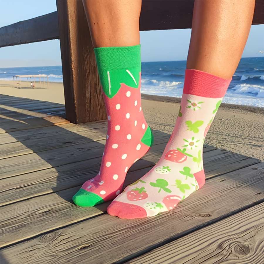Women S Socks Color A Pair Of Strawberries Size Onesize