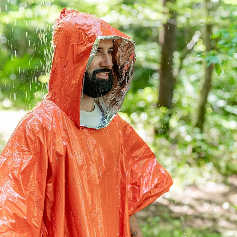 Raincoat 1 Green Raincoat  1 Green Drawstring Bag  Whistle