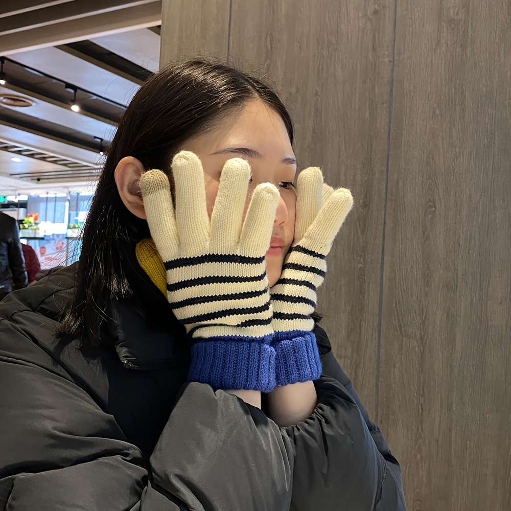 Gloves Color Striped White Sizeone-Size