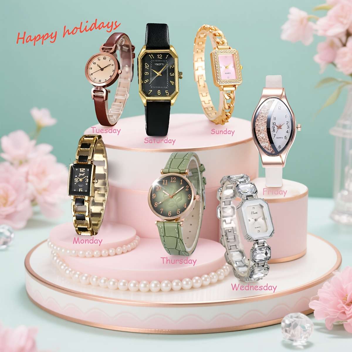 7Pcs Women Able Versatile Watches Every Mood Idea Ladies Elegant Exquisite Watch