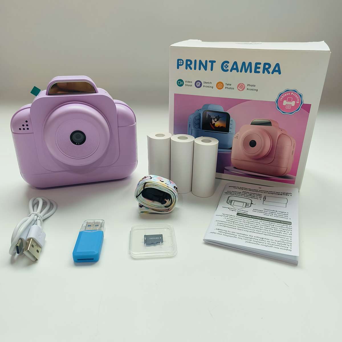 Printer Color Blue 3 Rolls Of Printer Paper Items No Tf Card
