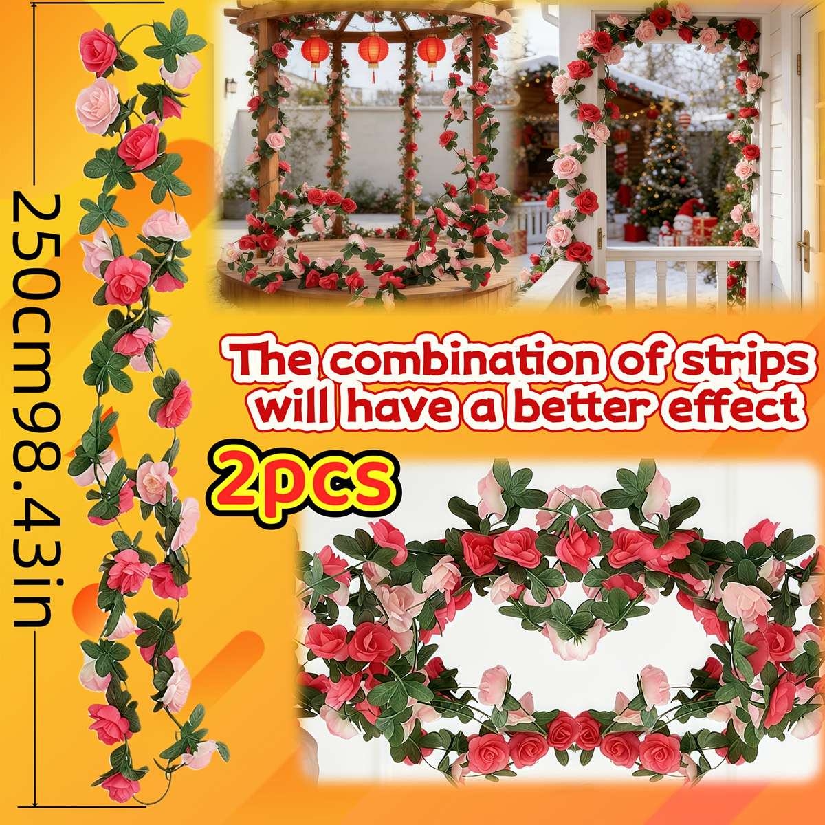 Simulated Flower Style 2 Pieces  70 Springcolored Rose Vines