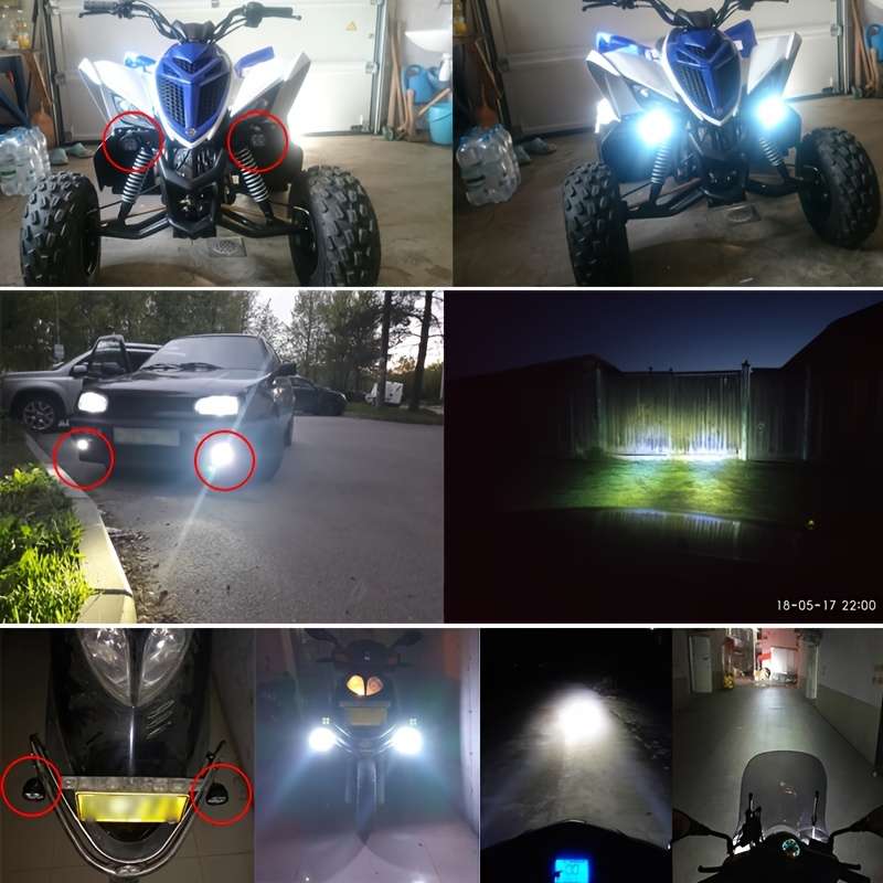 2pcs Bright White Light 6000K 6 LED Beads for Car Daytime Running Lights Scooter Fr