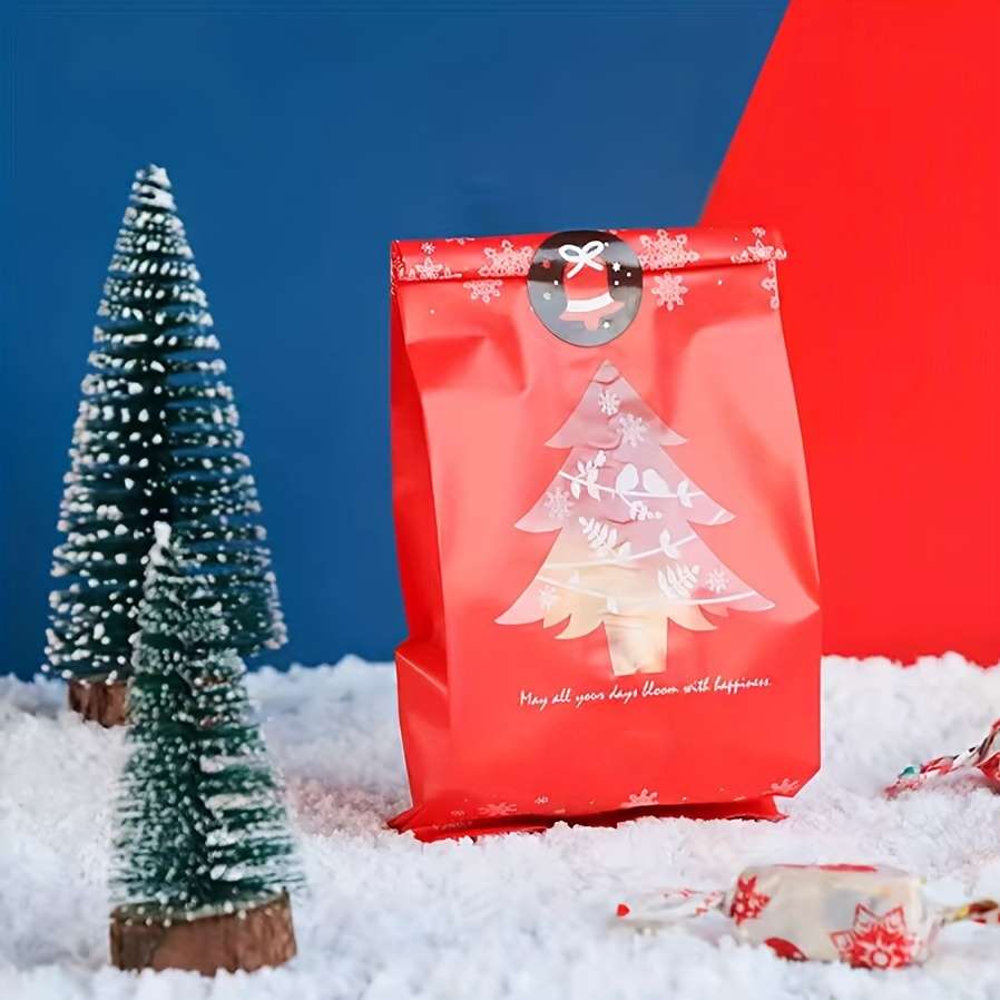 Gift Bags Color Red And Green Christmas Tree Bags X 10