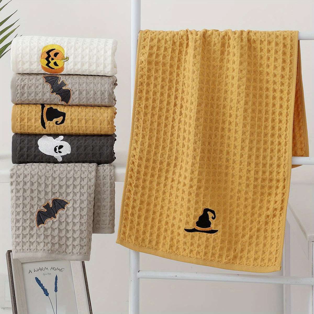 Towel Color 4Pack Halloween Waffle Towels