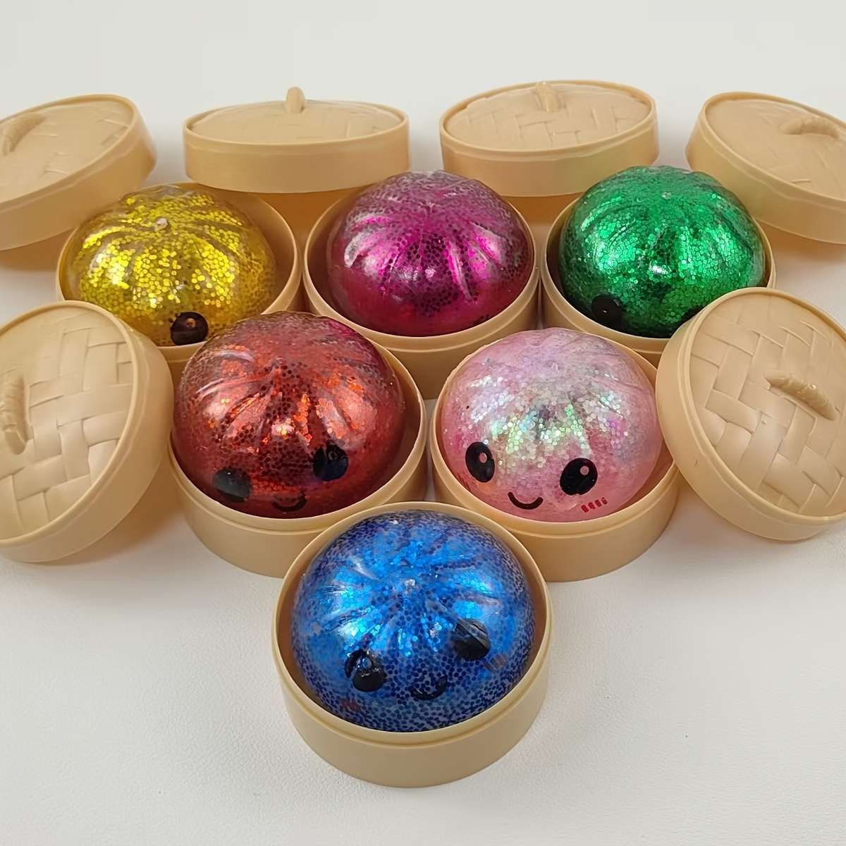 Squeezable Toys Color Random Color Style 3Pcs Set1 Bun 1Lid 1Base