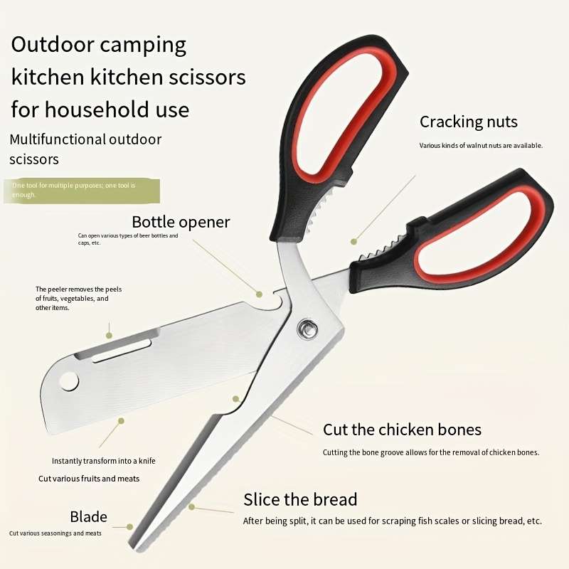 Scissors Style Multi Functional Large Bbq Shears  Super Sharp Detachable For Use