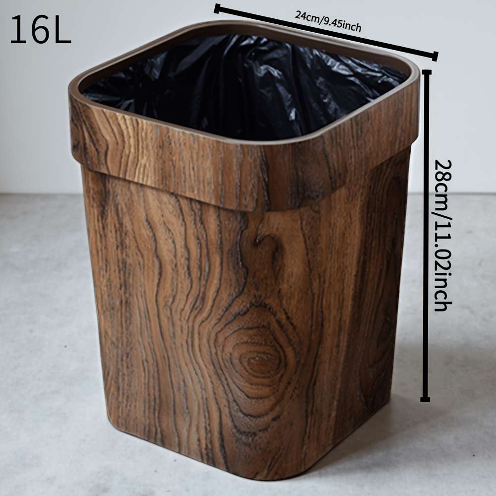 Garbage Can Size Wood Grain Trash Can 7L