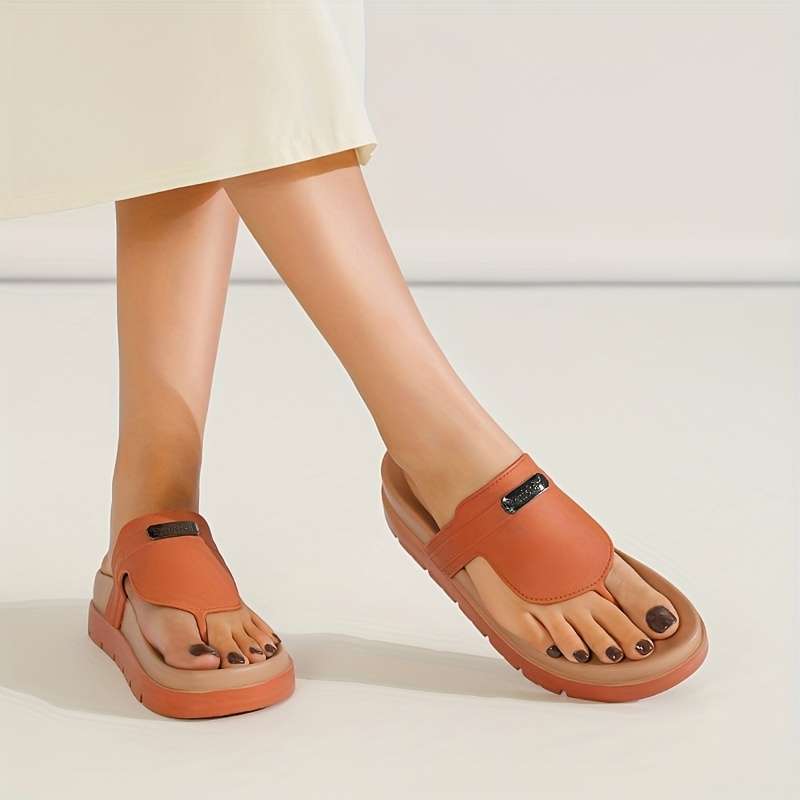 Ladies Summer Flip Flops Orange Uk 7