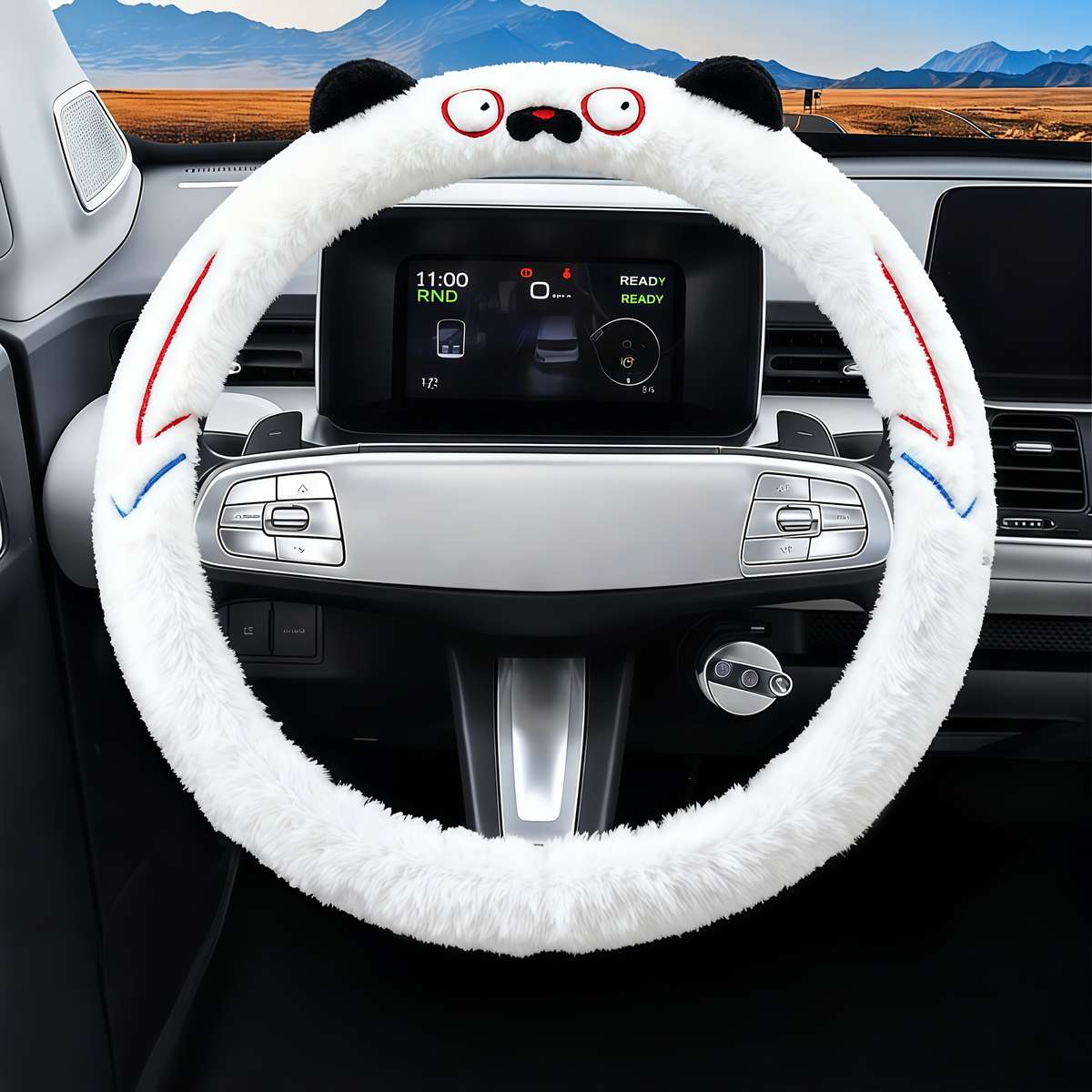 Car Steering Wheel Cover Taro White Size 38Cm
