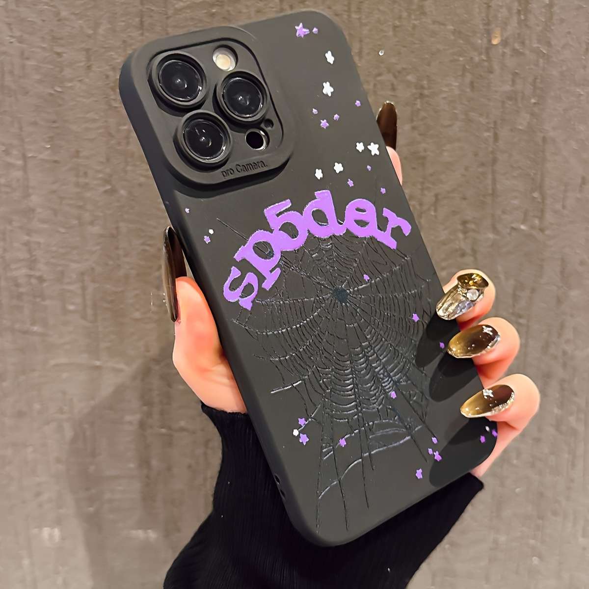 1Pc Black For iPhone 16 Dark Night Spider Web Phone Case