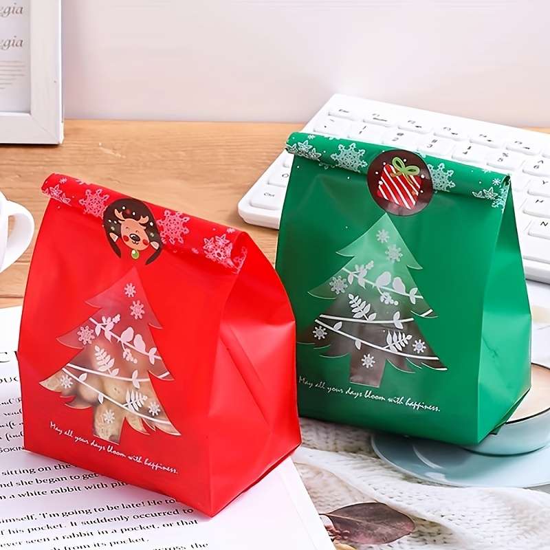 Gift Bags Color Red And Green Christmas Tree Bags X 10
