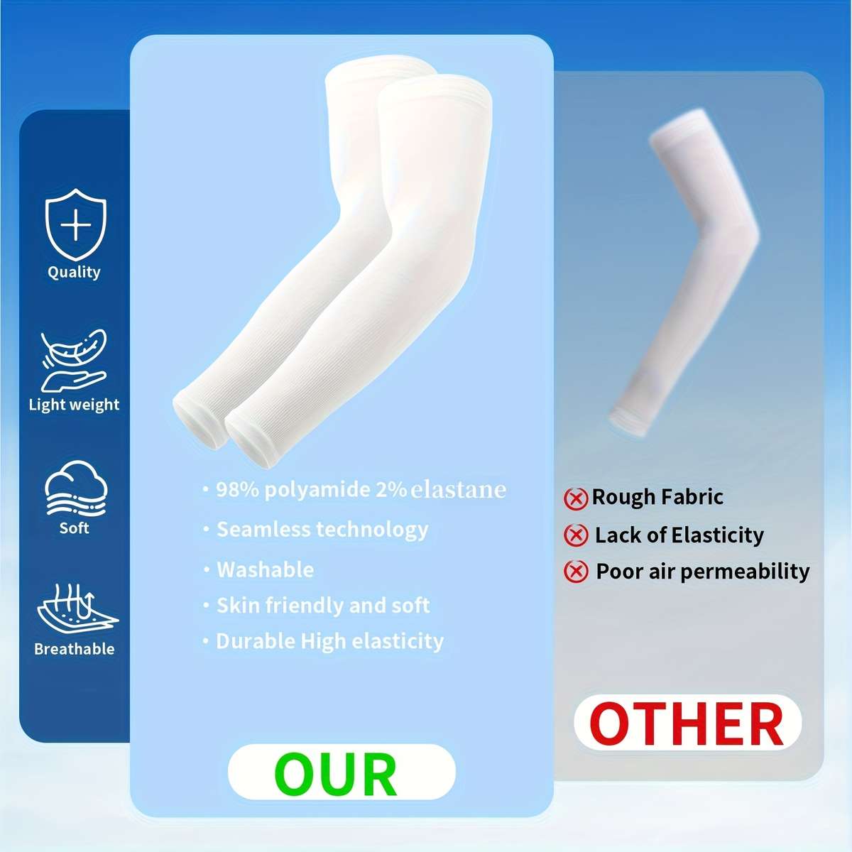 Sunscreen Sleeves Color 7 Pairs Of Black