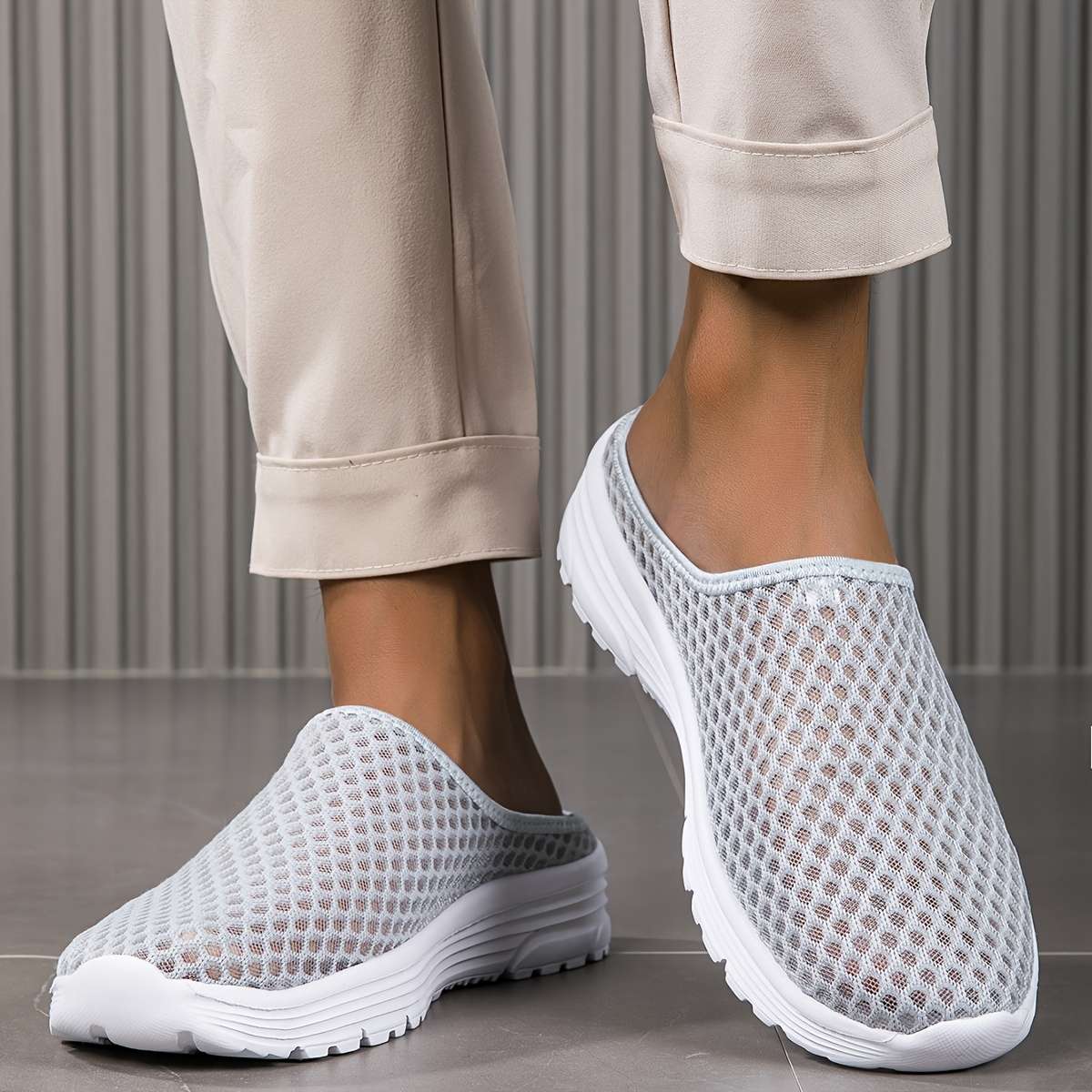 Men Slippers Summer Style Grey Size Uk 9
