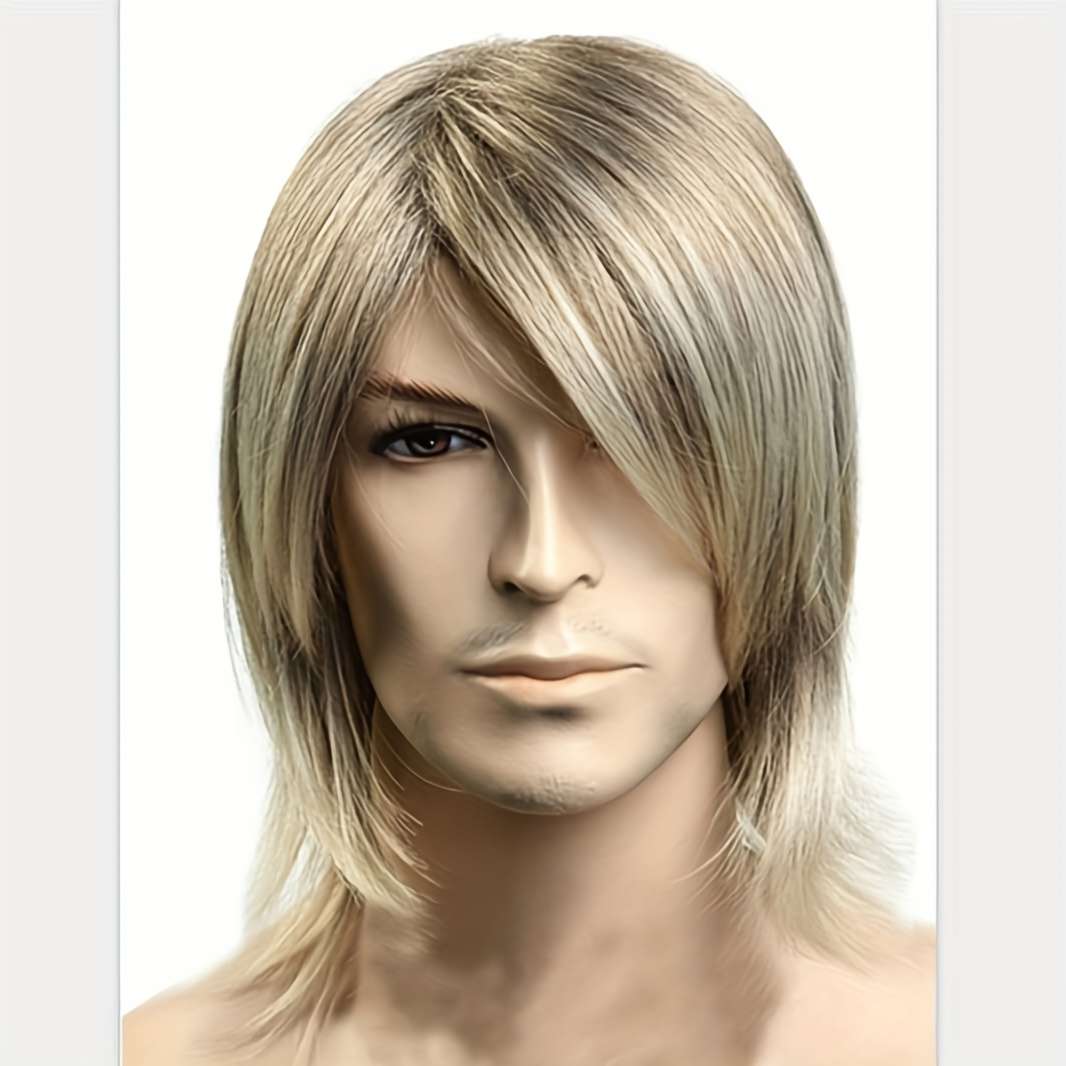 Golden Mens Wigs Hair Length 25.4Cm