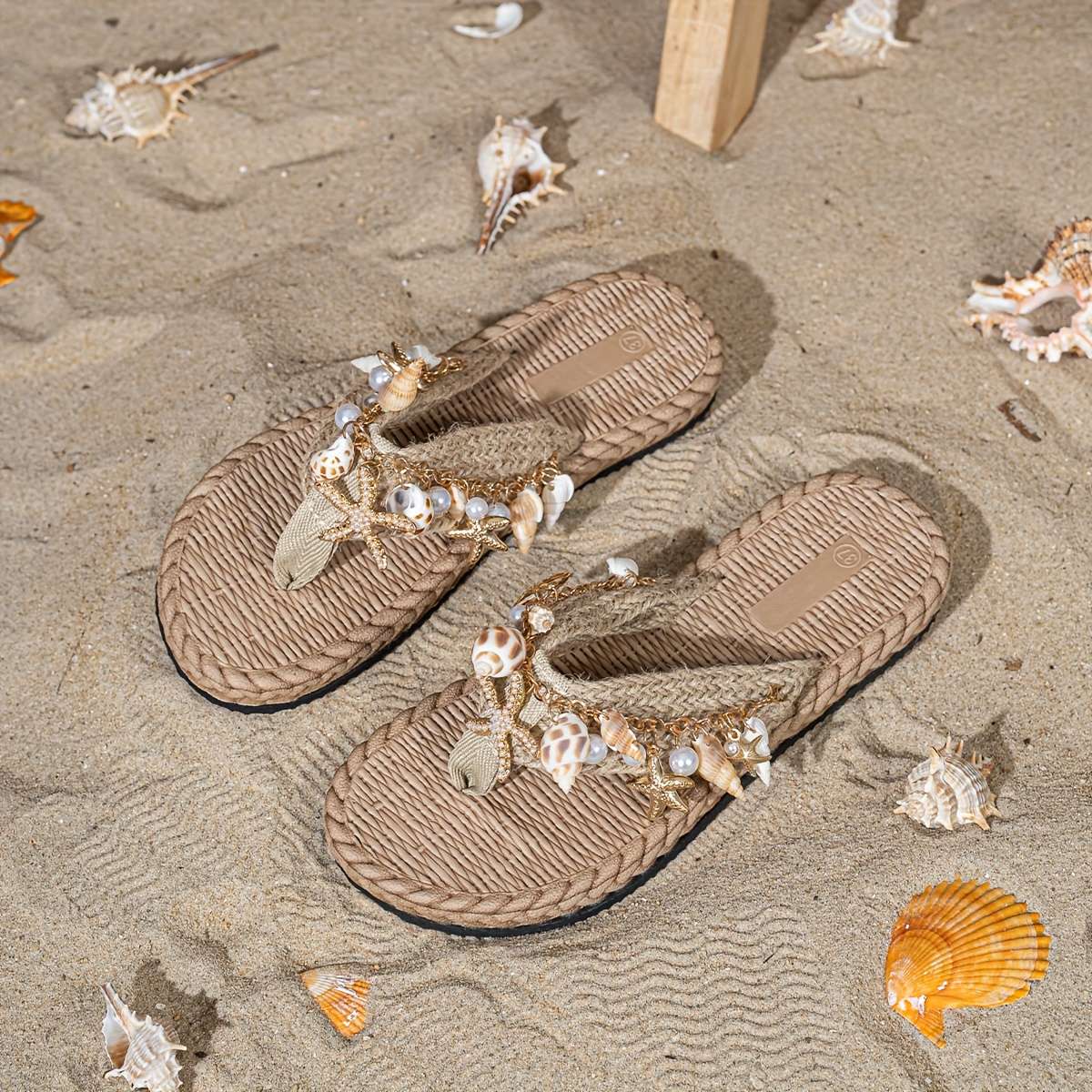 Ladies Summer Flip Flops Apricot Uk 7