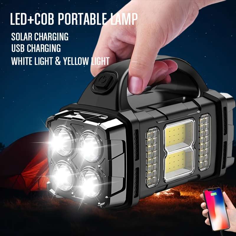 Multi Functional Solar Portable Light Led Cob Emergency Light Usb Charging Ip6