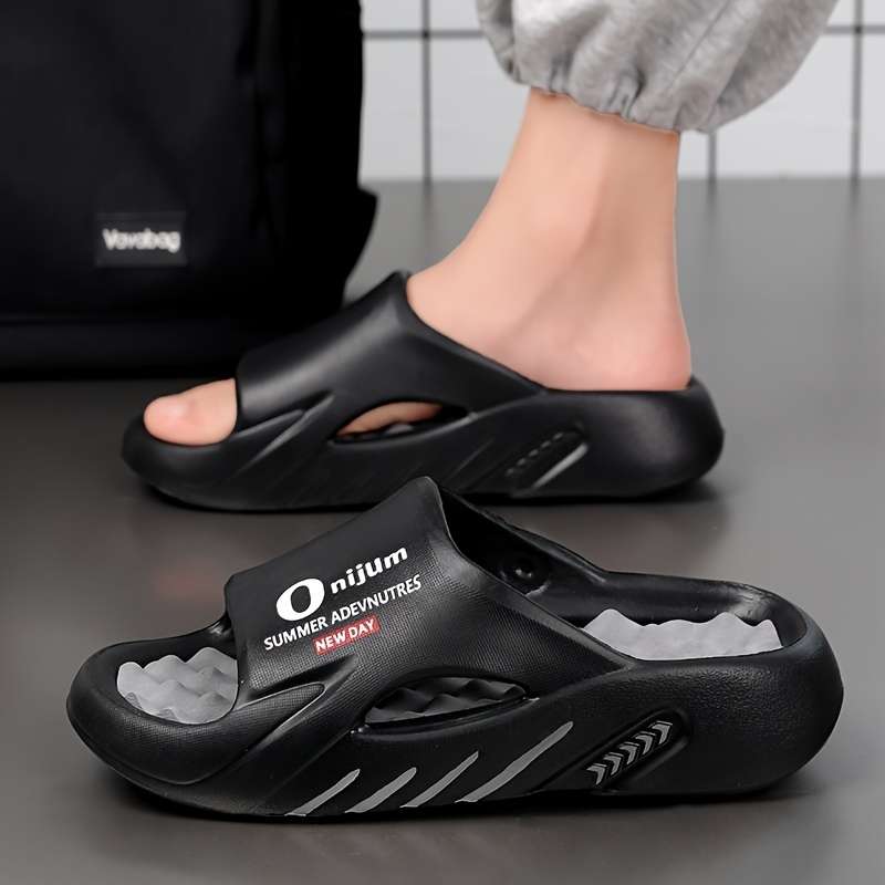 Men Slippers Summer Style Black Gray Size Uk 9.5 To 10