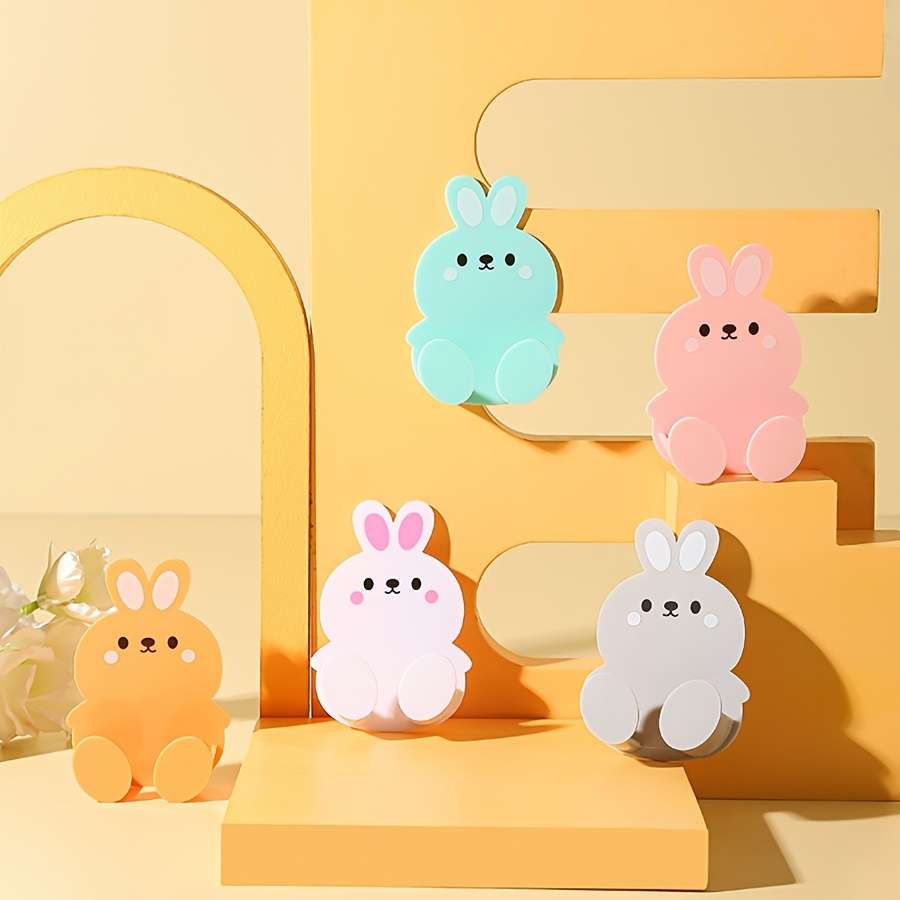 5 Pack Cute Bunny Hooks Multi Purpose Storage Hooks For color 5 Random Colors Quantity Bunny