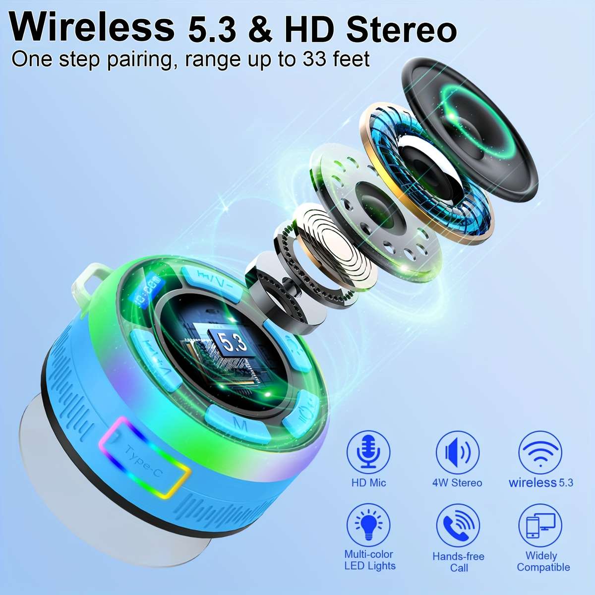 Smart Featuring Crystal Sound [Ipx7] Portable Wireless Speaker For Karaoke
