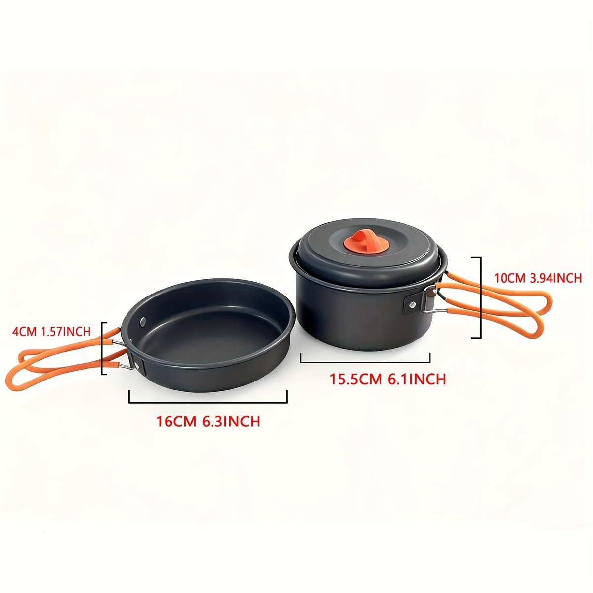 Orange 2-Piece Portable Camping Cookware Set