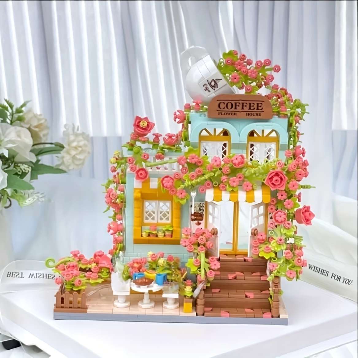 Building Toy Architectural Model Toy Set Model Cherry Blossom House  Gift Box