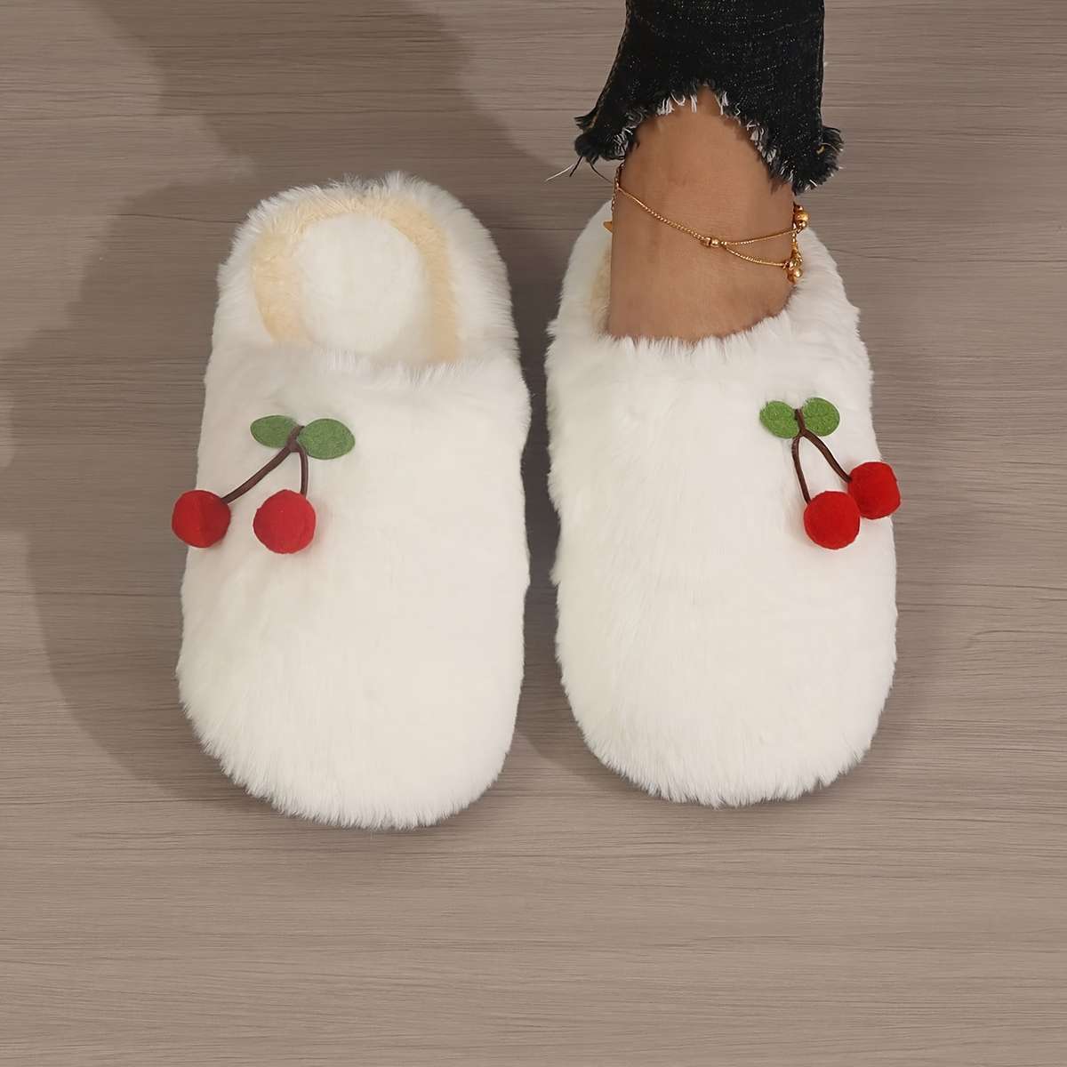 Cotton Slippers Color Softsoled Cotton Shoes Whitepolka Dot Bow Sizeuk 6.5-7