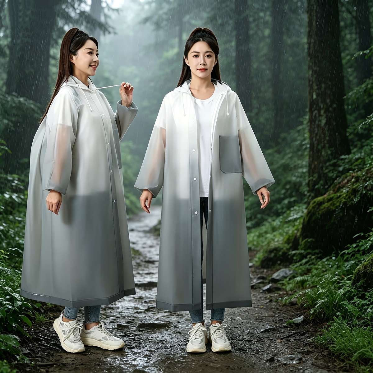 Raincoat Gradient Gray Size Asian L