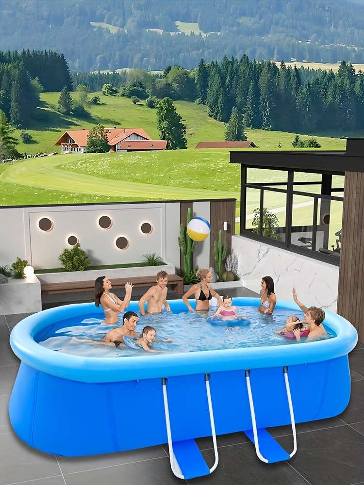 Swimming Pool Model Oval 366 12'*6.6'*90.17Cm Materialthickened Mesh Pvc