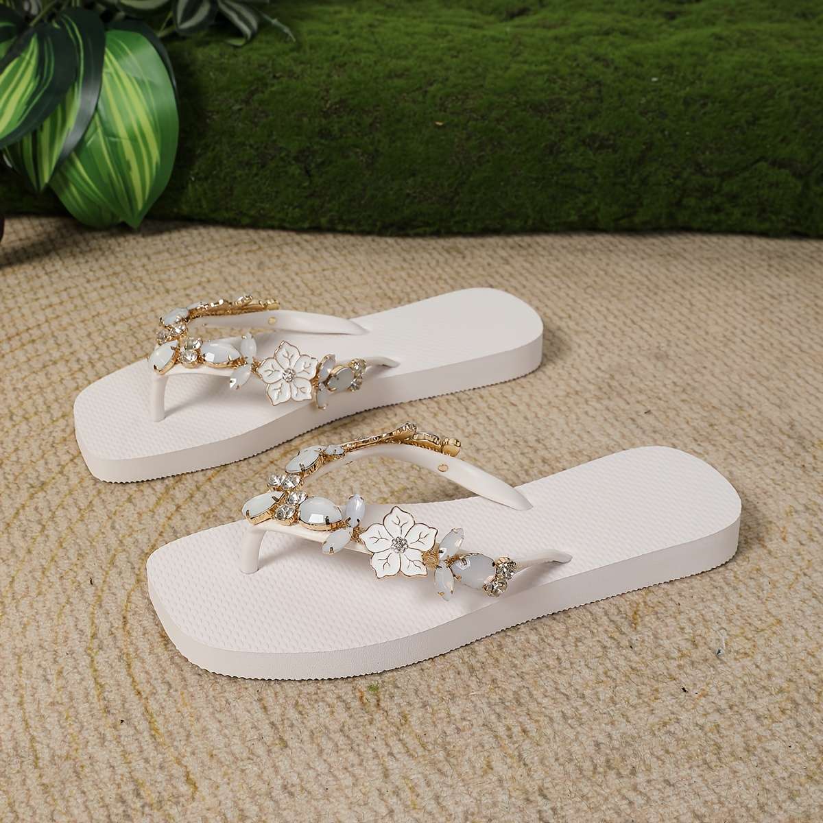 Ladies Summer Flip Flops White Uk 3.5