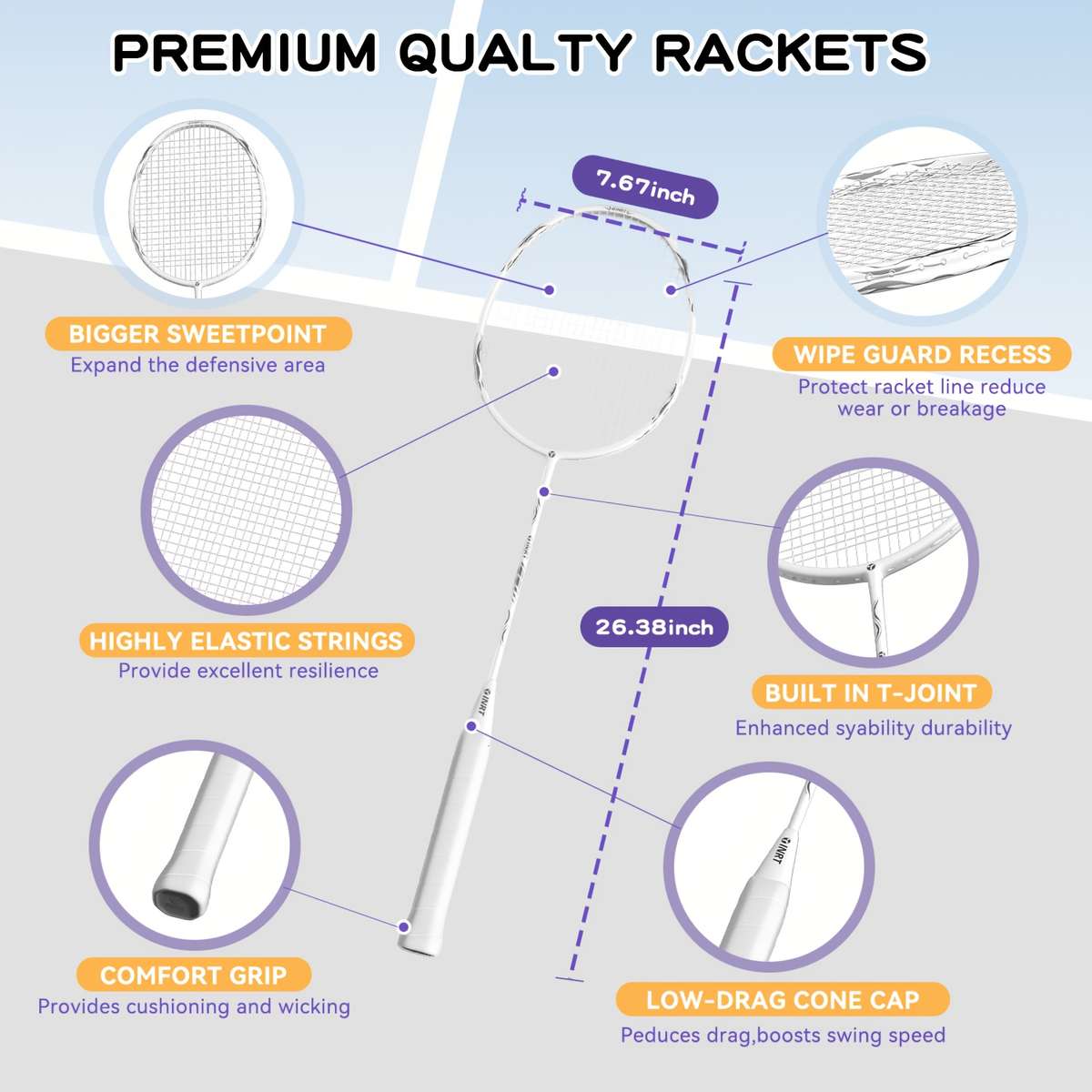 Badminton Racket Quantity White1 Badminton Racket