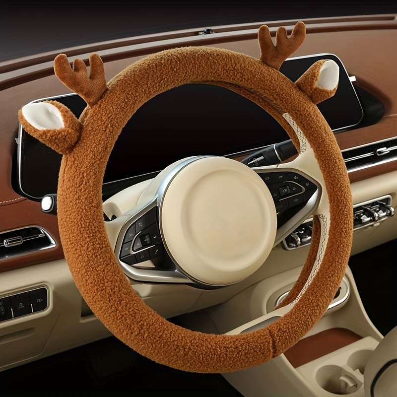 Car Steering Wheel Cover White Model D Type
