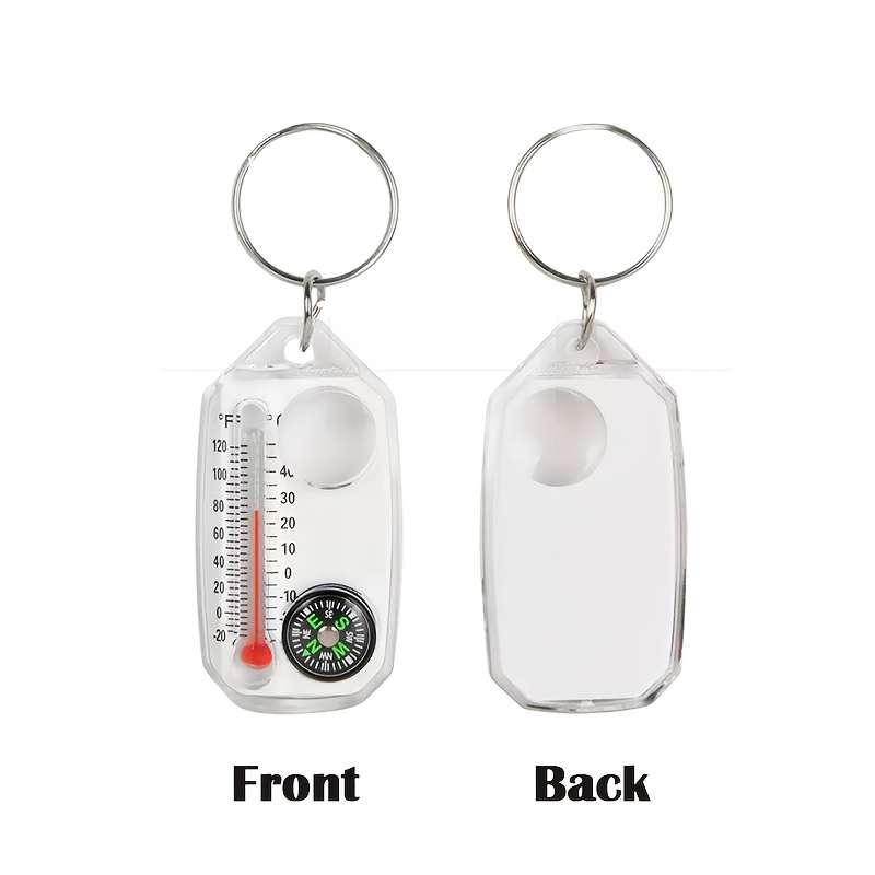 Set Compass Thermometer Magnifying Glass Keychain 4 In 1 Portable Multi