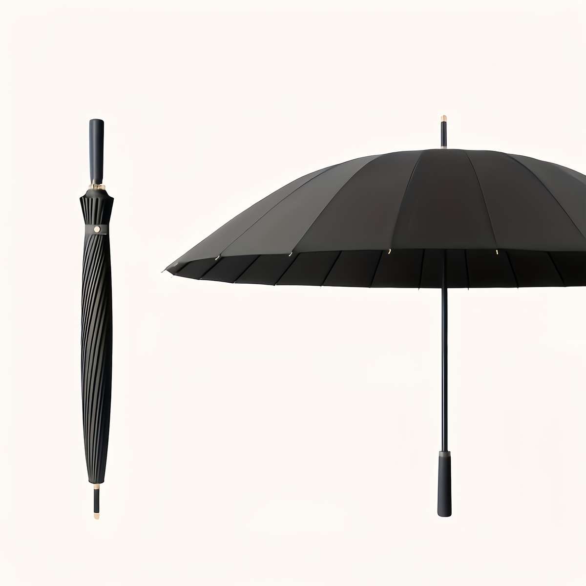 Umbrella Color 16Rib Forest Green Automatic Umbrella With Umbrella Stand