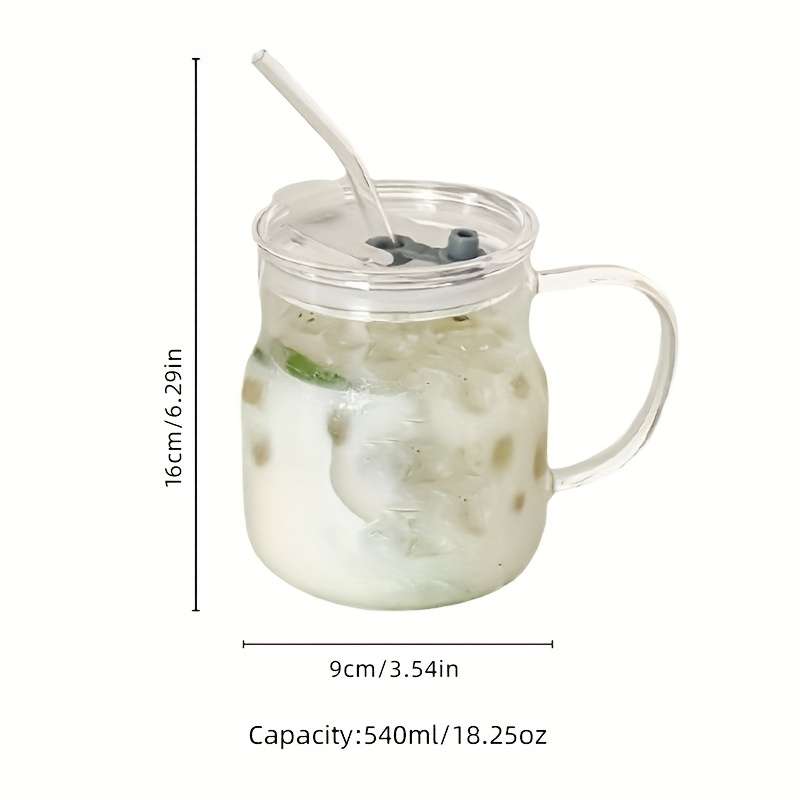 Water Cup Color Belly Cup   Blue Lid   Glass Straw