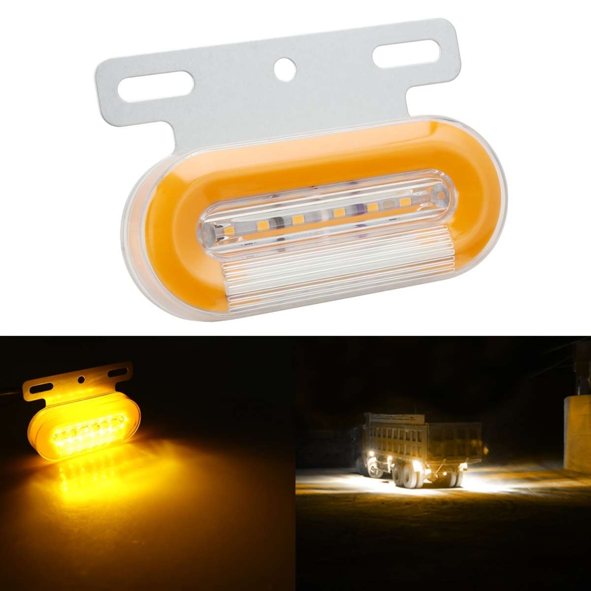 2pcs Truck Side Lights Oval Bracket Easy to Install 24V Car High Brightness Neon