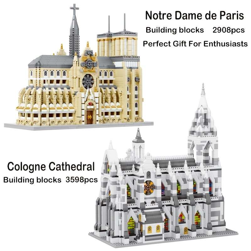 Building Toy Architectural Model Toy Set Material Abs Quantity 2908Pcs Paris Church