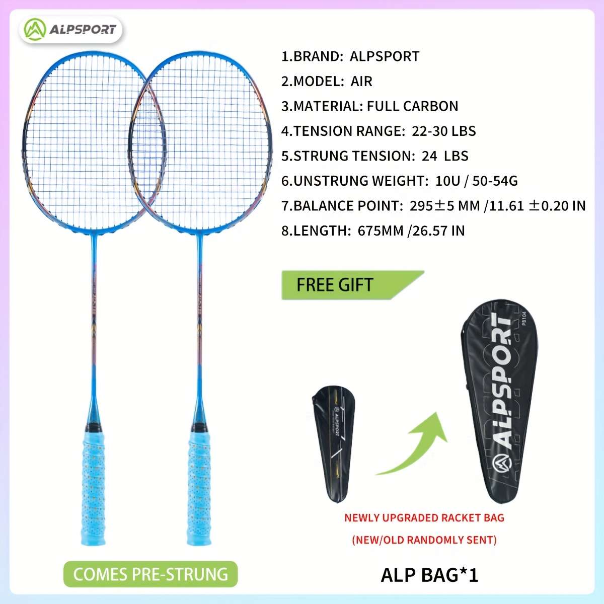 Badminton Racket Color 2Pcs Bluepu Bag