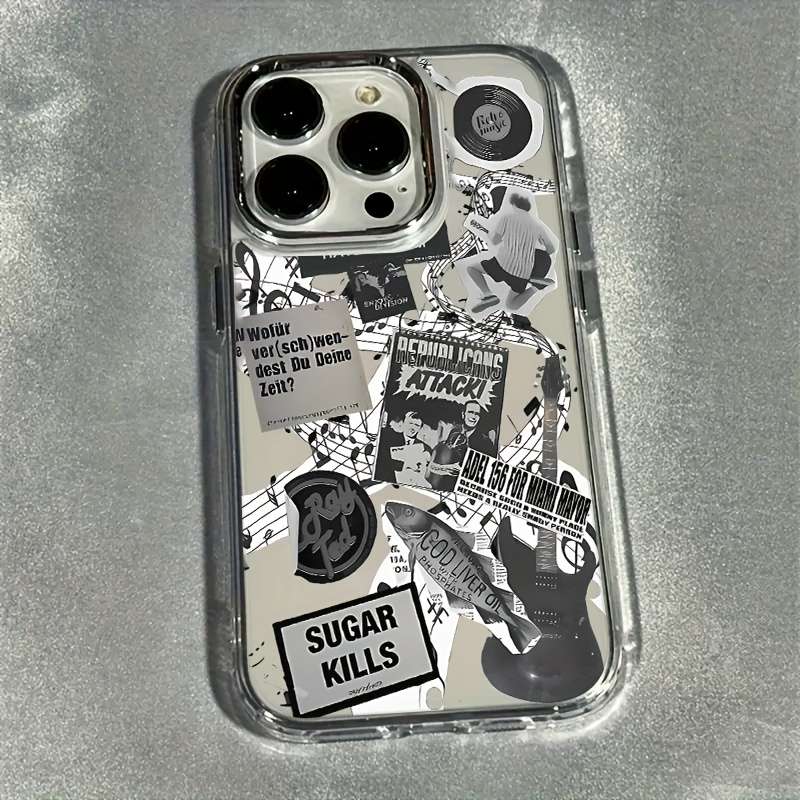 1Pc Mixed Color  For iPhone 16 Retro Guitar Phone Case