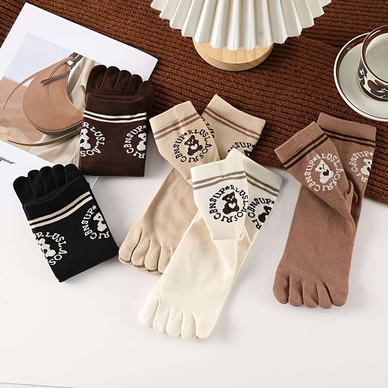 Women S Socks Color Circle Bear Mixed Color 5 Pairs Pack Size Onesize