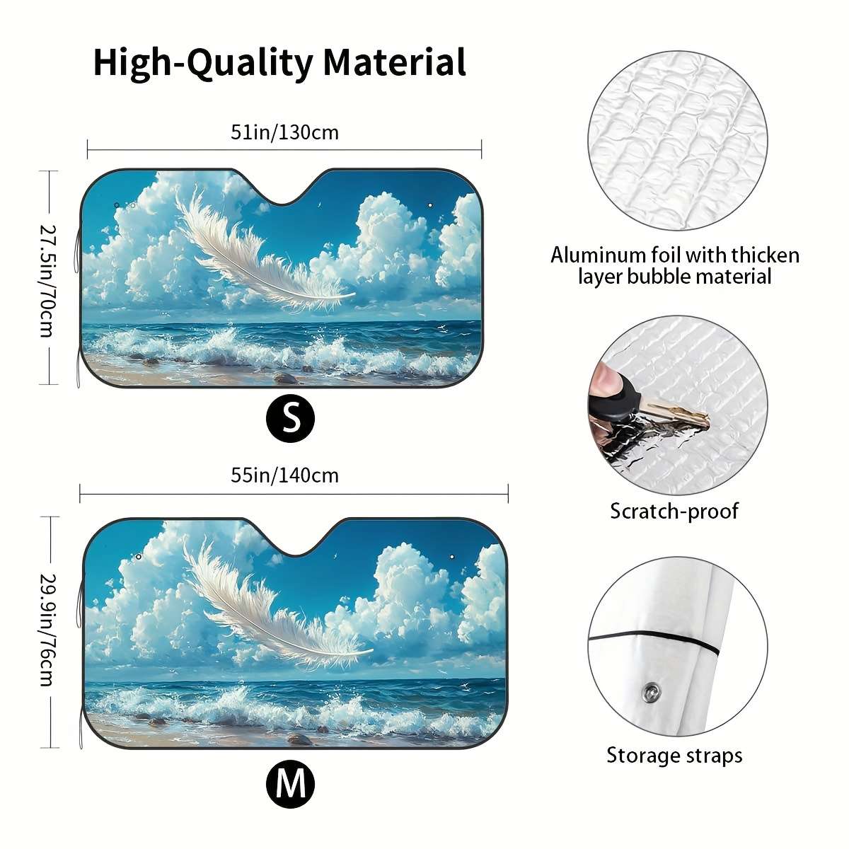 Car Sun Shades Size Size M 139.7 X75.95Cm