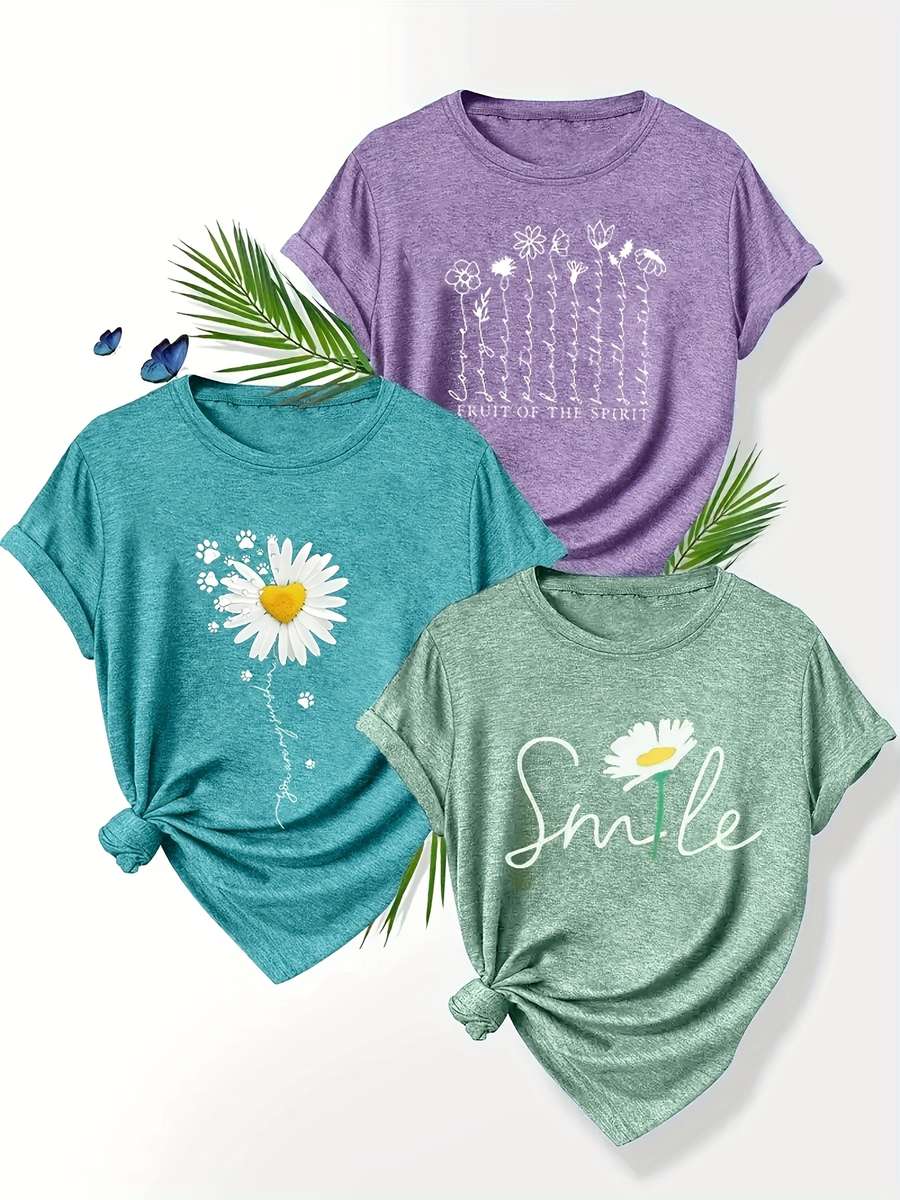 Womens T Shirt Color Light Green   Pink   Sea Blue Size4Xl