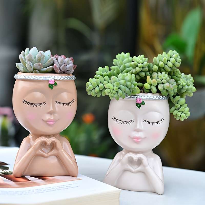 Flowerpot Style 2Pcswhitebeige