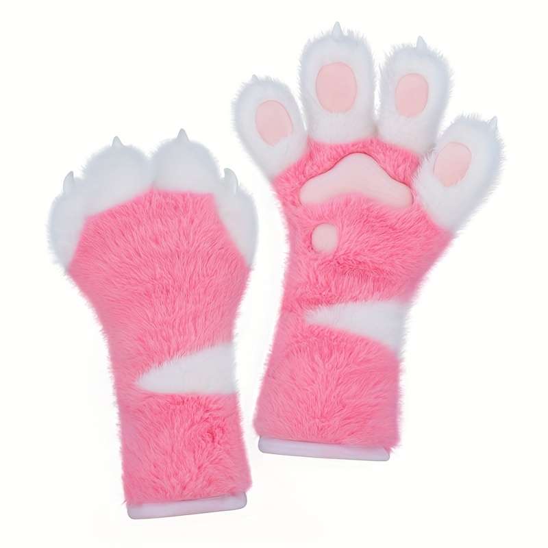 Winter Gloves Color Pink White