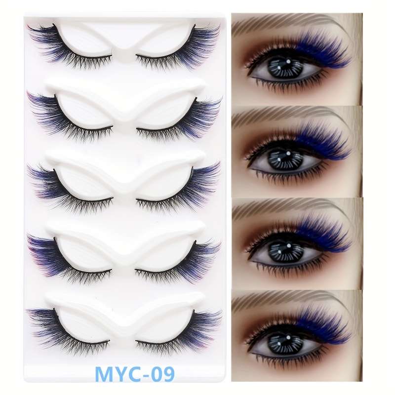 5 Pairs Natural Lash Extensions Color Fluorescent Pink