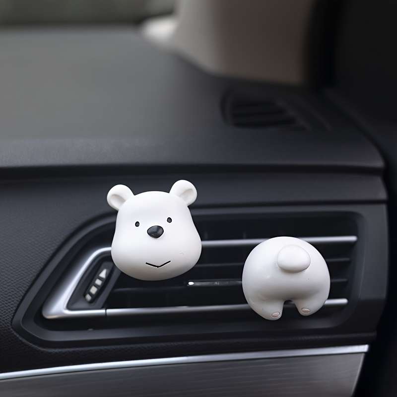 Car Interior Decor  2Pcs White Bear